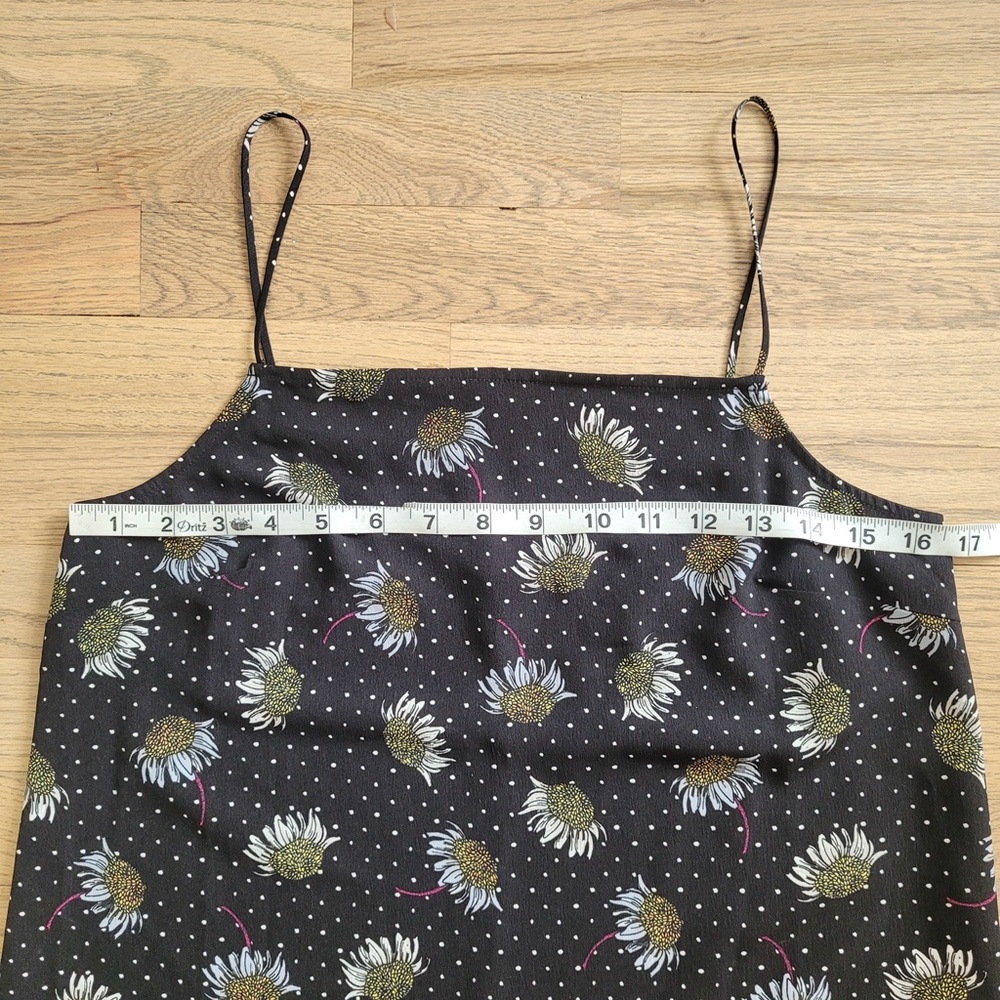 Topshop Black Polka Dot Cami Sz 6 Square Neck Daisy Floral Tank Top Whimsigoth - Picture 12 of 16